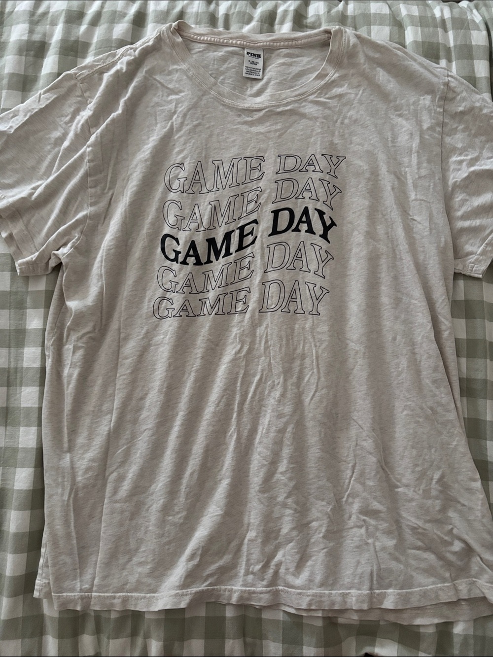 PINK (Victoria’s secret) GAME DAY Graphic T-Shirt - Beige
